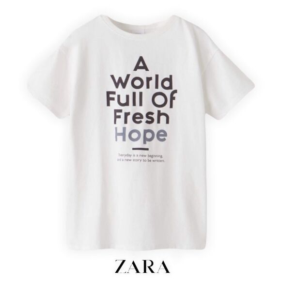 ZARA Kids | White | TEXT T-SHIRT - Picture 1 of 5